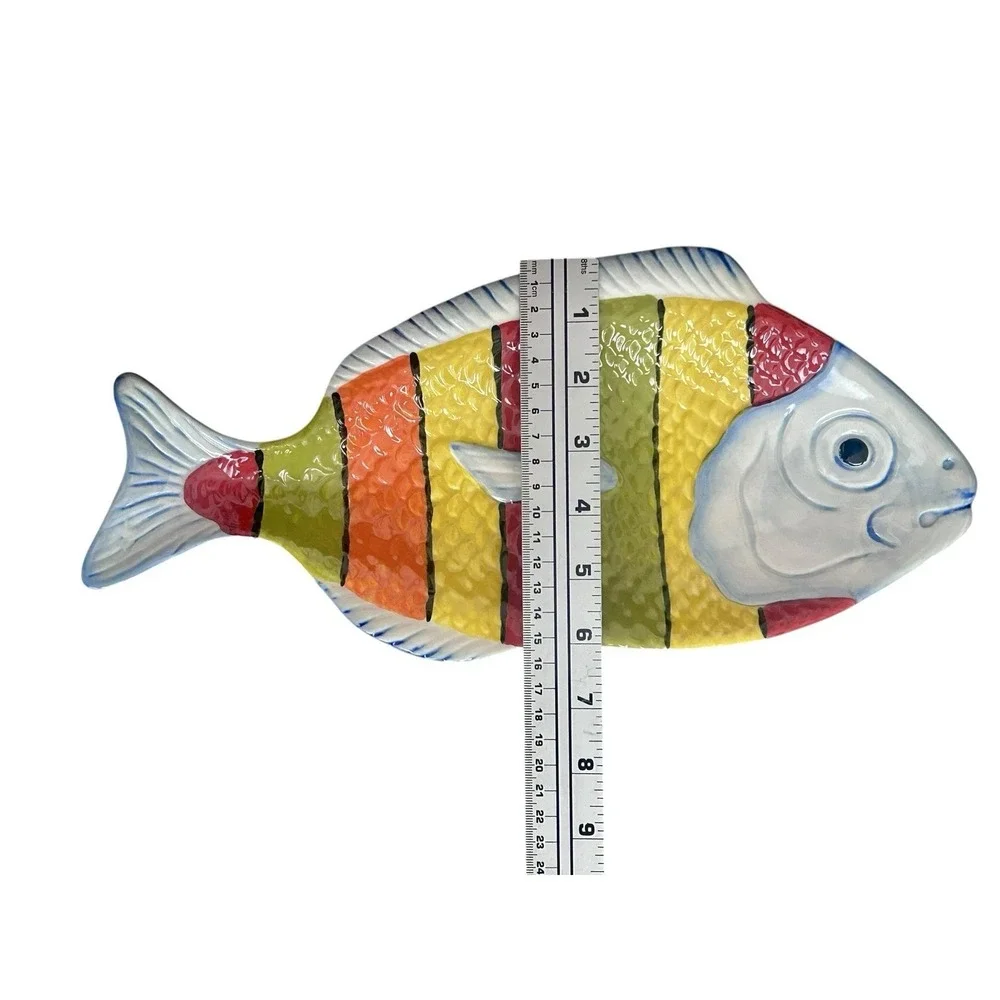 Pier 1 Imports Fish Plates Dishes Colorful Figural Beach‎ Coastal Summer Decor